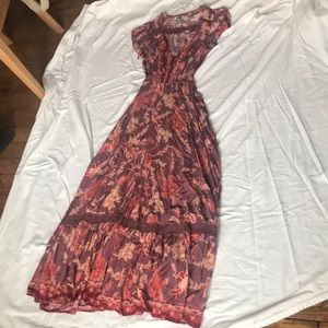 Red and purple maxi dress